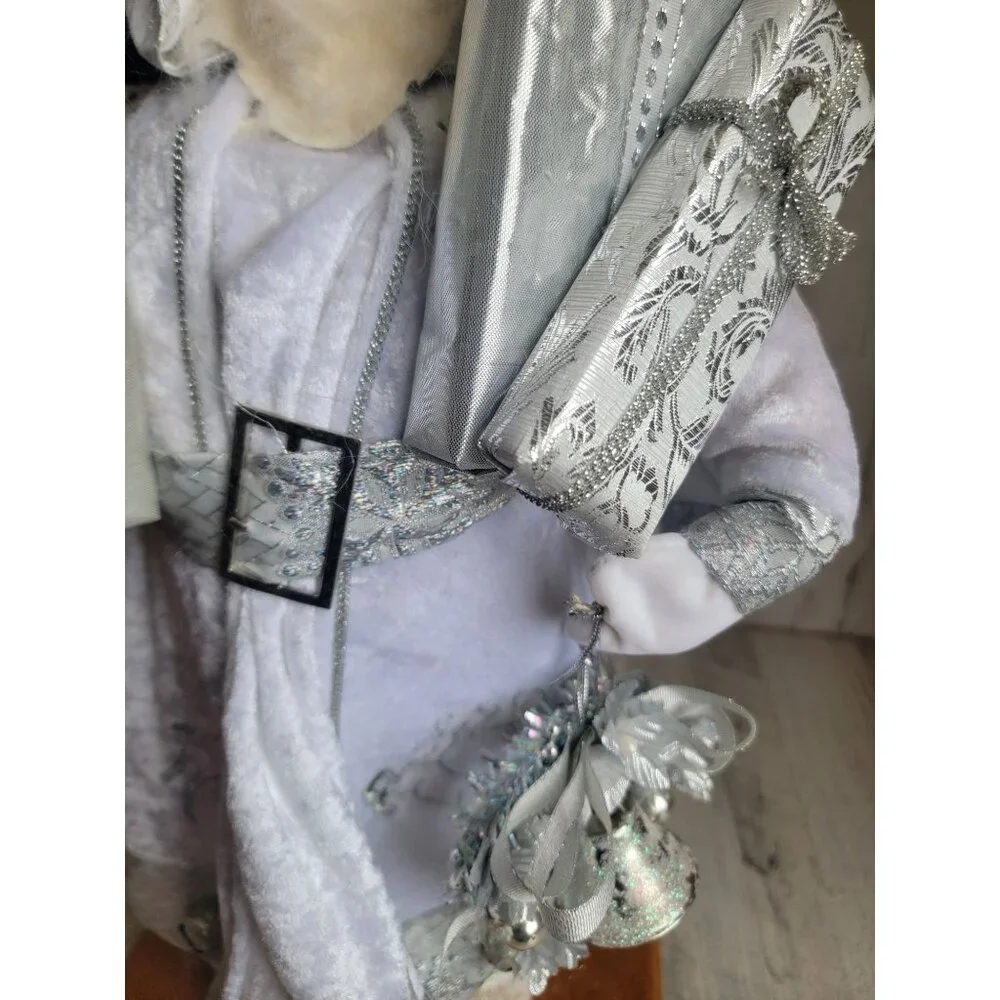Marshall Fields vintage Santa father xmas silver Xmas Claus figure present tinse